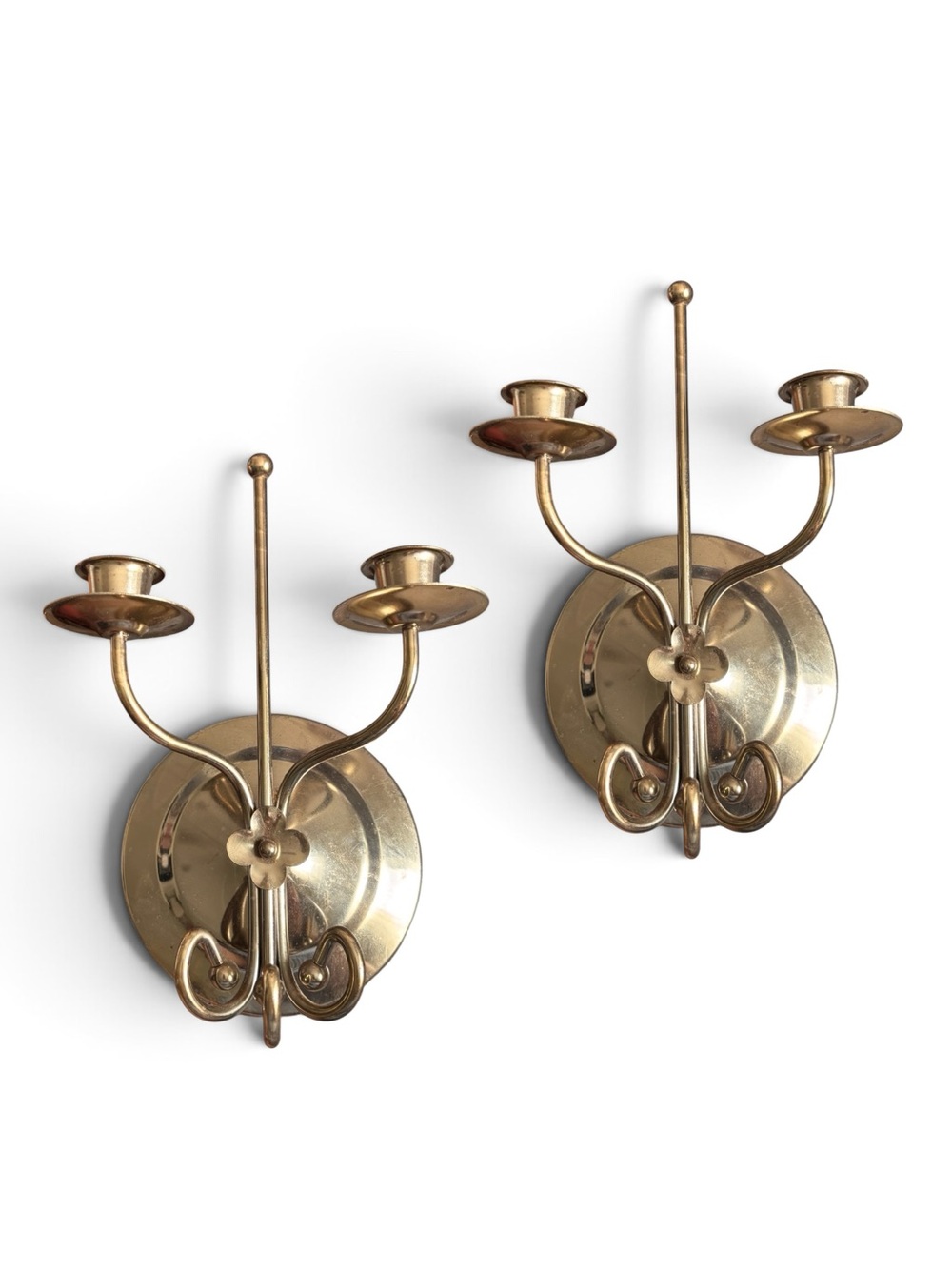 Gold Hollywood Regency Style Daisy Metal Wall Sconces|Made in USA